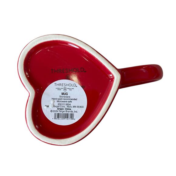 Target Threshold Heart Shaped VALENTINE Mugs Red Gold Rim 14.3oz Set of 2 New - Picture 11 of 16